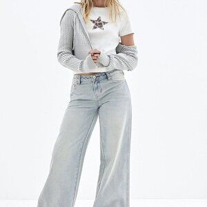 PacSun low rise blue tint glitter jeans